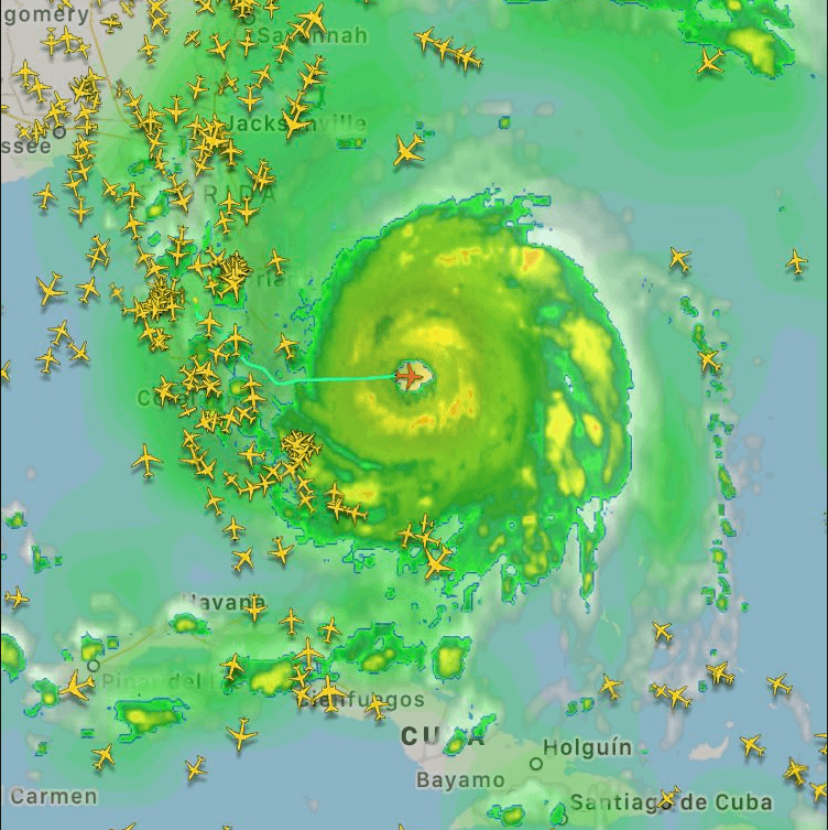 Hurricane Hunter NOAA42 Dorian Storm Flightpath